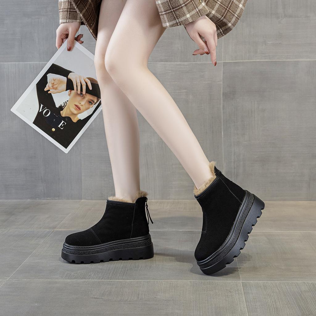 Botas de nieve para mujer 2026 invierno nuevo moda estilo casual versátil cremallera trasera botas de mujer