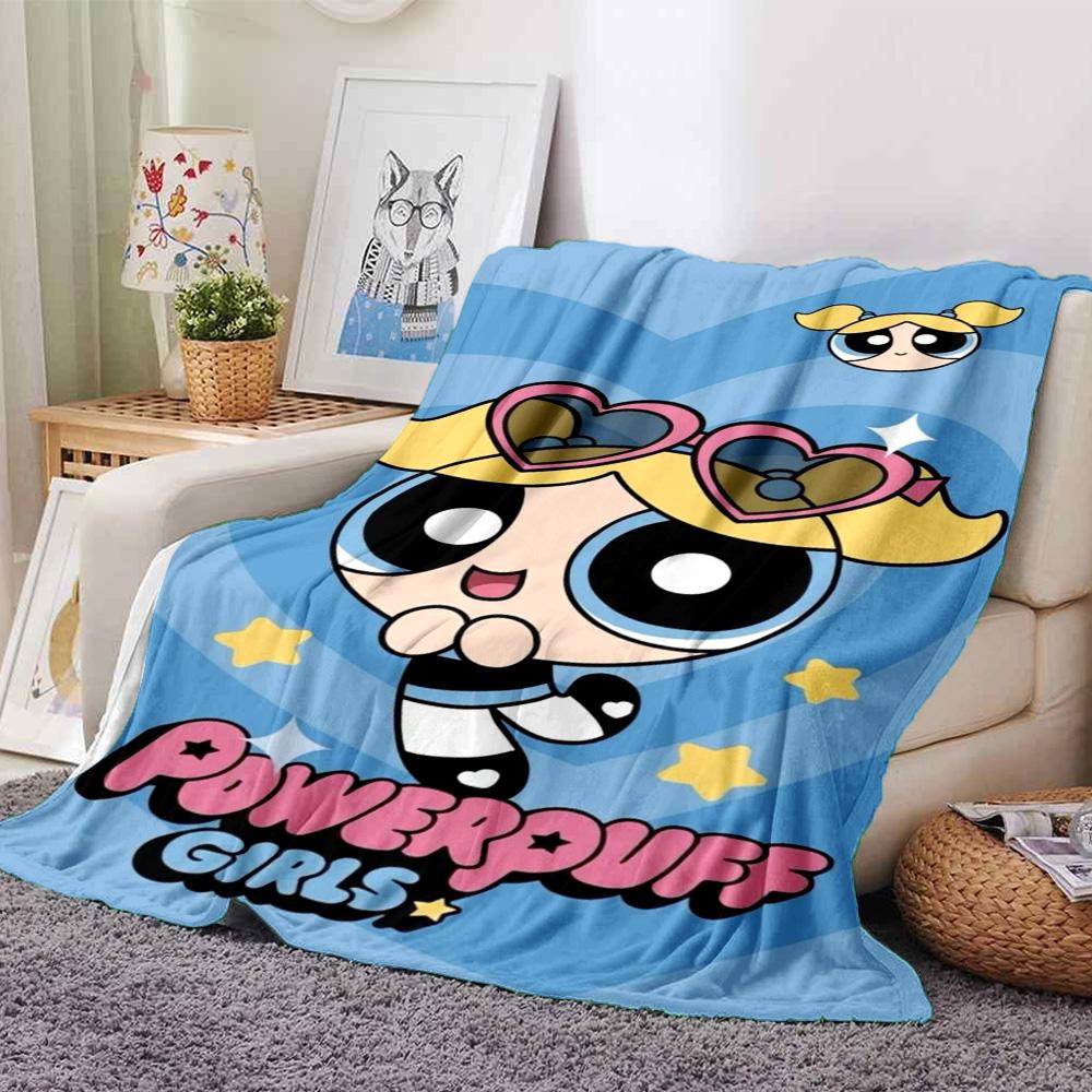 Powerpuff Girls Adventure Flannel Blanket Super Soft Warm Cozy Blanket For Sofa Bed Office Travel Allseason Home Decor Gift