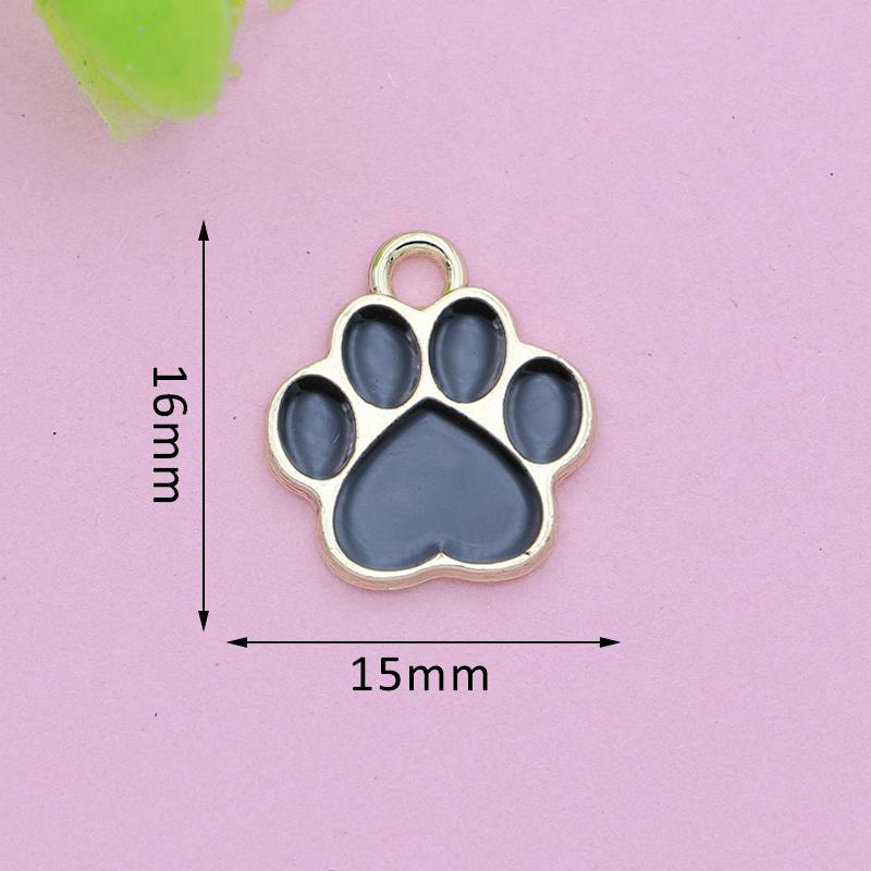 10Pcs Gold Plated Pink Enamel Dog Paw Footprint Charm Pendant For Jewelry Making Bracelet Earrings Diy Accessories Craft 16X14Mm