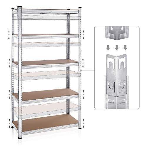 5-level Shelving, Set of 2 Steel Storage Shelving, Assembly Without Tools, for Garage, Shed, Load Capacity 875 Kg,