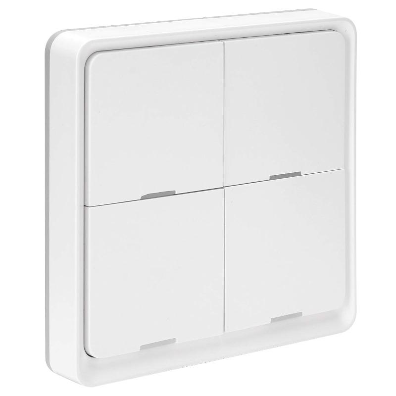 Wireless Switch, 4 Gang Wireless Scene Switch, Three Control Options - Single/Double/Long Press, Wireless Wall Switch Smart Button белый