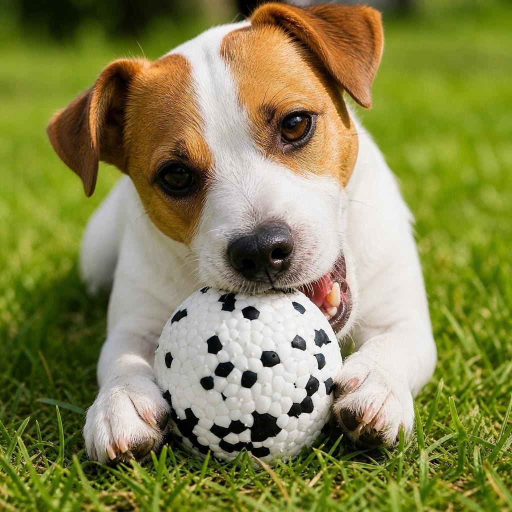 Durable Pet Chew Ball Interactive Training Toy for Dogs Spot Pattern Round Shape Non-Toxic Material Safe for Puppy Teeth Cleaning