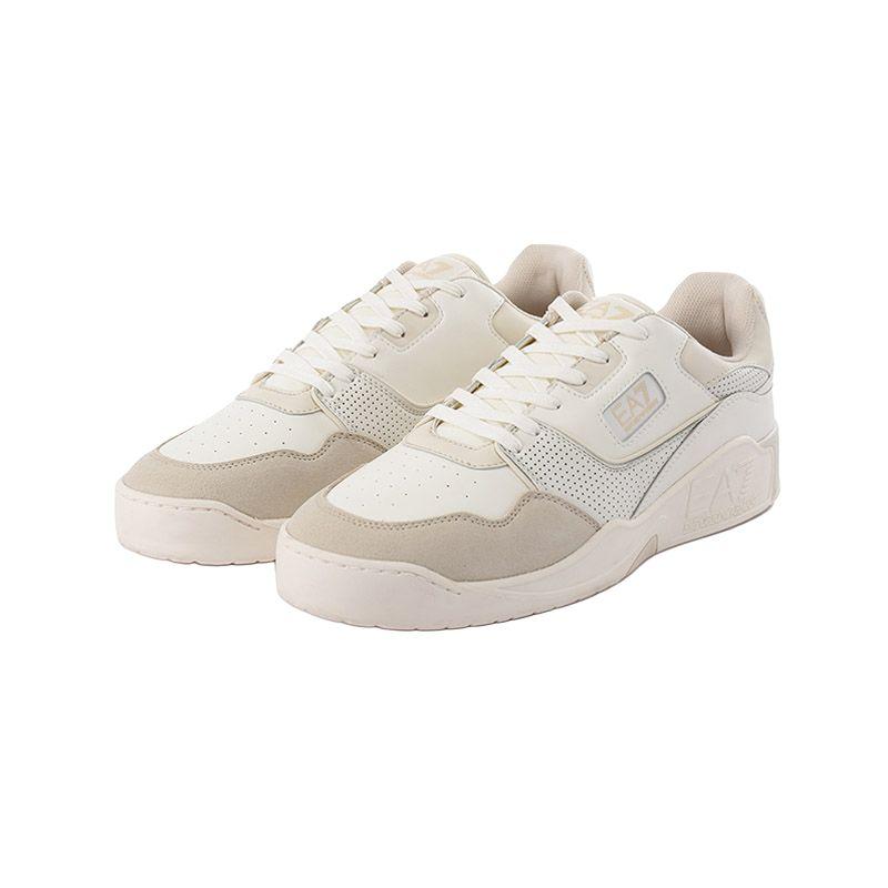 Emporio Armani EA7 Fabric Leather Color Block Lace-Up Thick Sole Low-Top Casual Shoes Unisex sneakers Off-White X8X187XK402U265