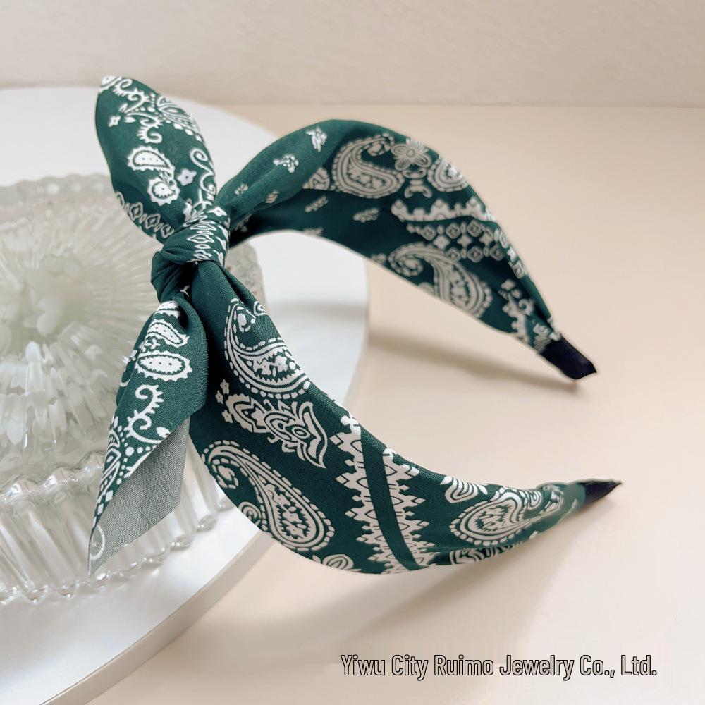 Retro Cashewblüten-Schleife Breites Stirnband - Koreanischer Stil Gedrehter Stoff-Haarclip für Damen