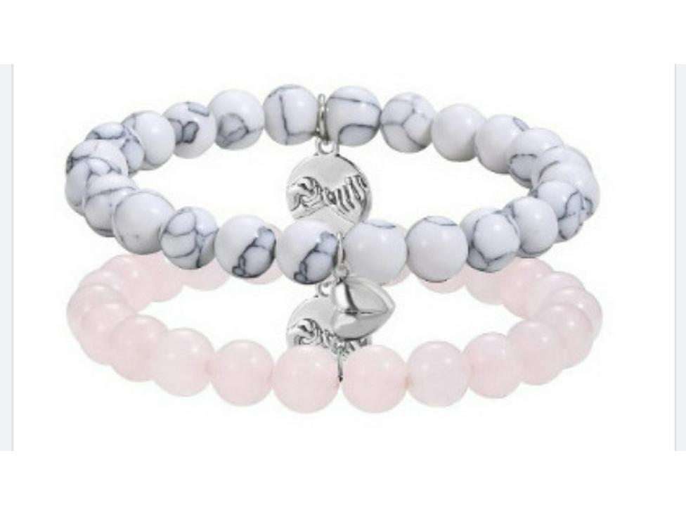 Couple's Frosted Pine Heart Magnet Bead Bracelet Set for Women - Trendy Niche Design