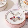 Solid Colored Jewelry Storage Box Round Necklace Ring Case Simple Earring Organizer  Girls