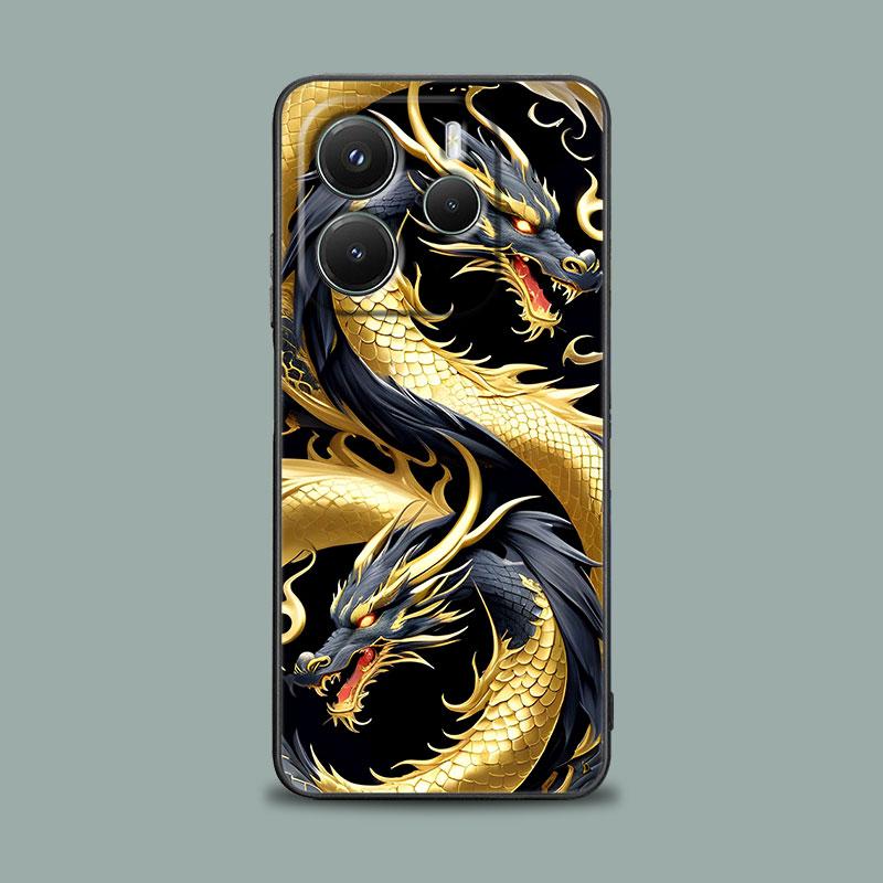 Phone Case for Xiaomi Redmi 15C 14C 12C 13C Redmi Note 15 14 13 12 11 10 Pro Plus 5G 12S Silicone Cover Cute Black White Dragon
