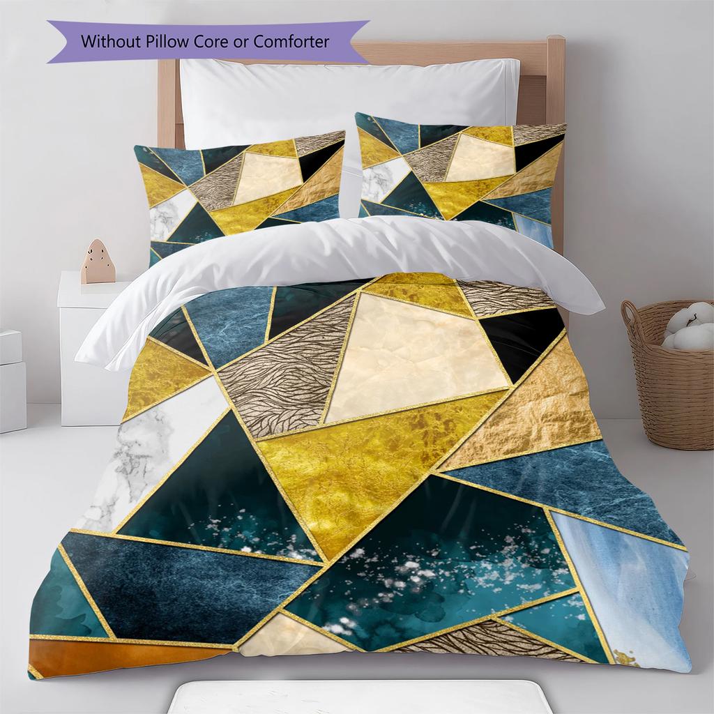 Abstract Geometric Pattern Bedding Quilt Set Quilt Cover Pillowcase Home Decoration Birthday Gift (1 * duvet cover + 2 * pillowcase, without core)