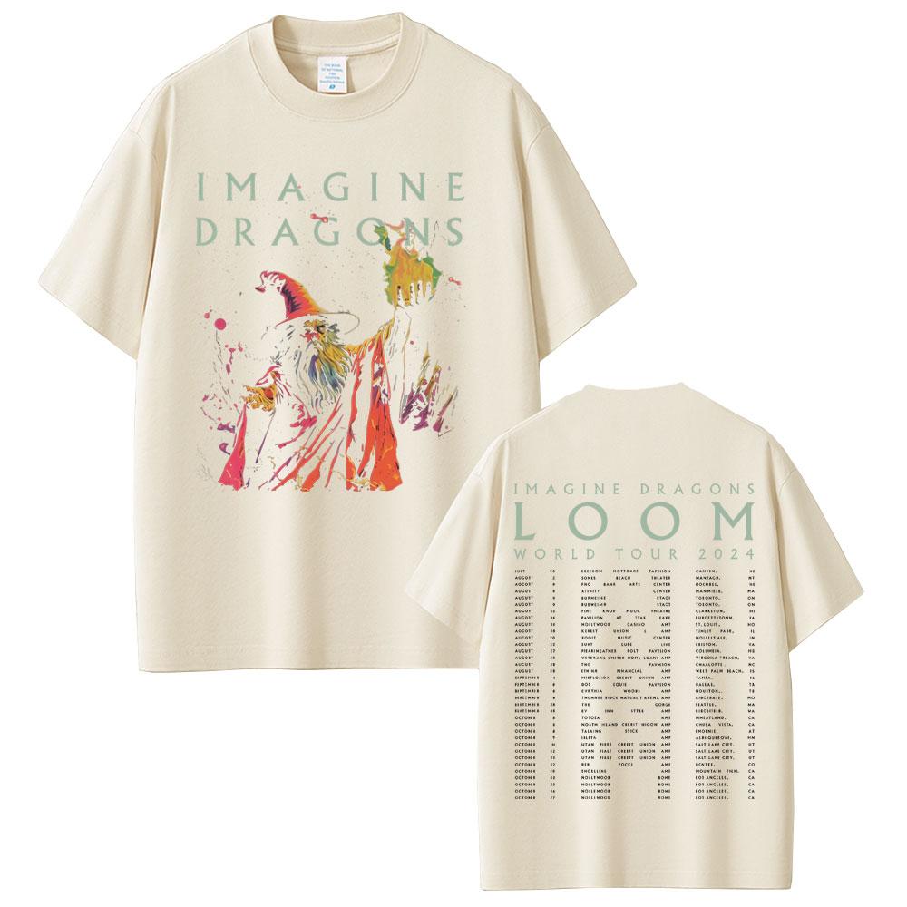 Rock Band Imagine Dragons Loom World Tour 2025 T Shirt Men Women Hip Hop Oversized Tshirts Male Casual Cotton Vintage Tshirt