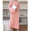 Solid Color Sweater Skirt Women's Loose Large Version, Thin and Lazy Temperament Large Size Knee-length Crew Neck Knitted Dress