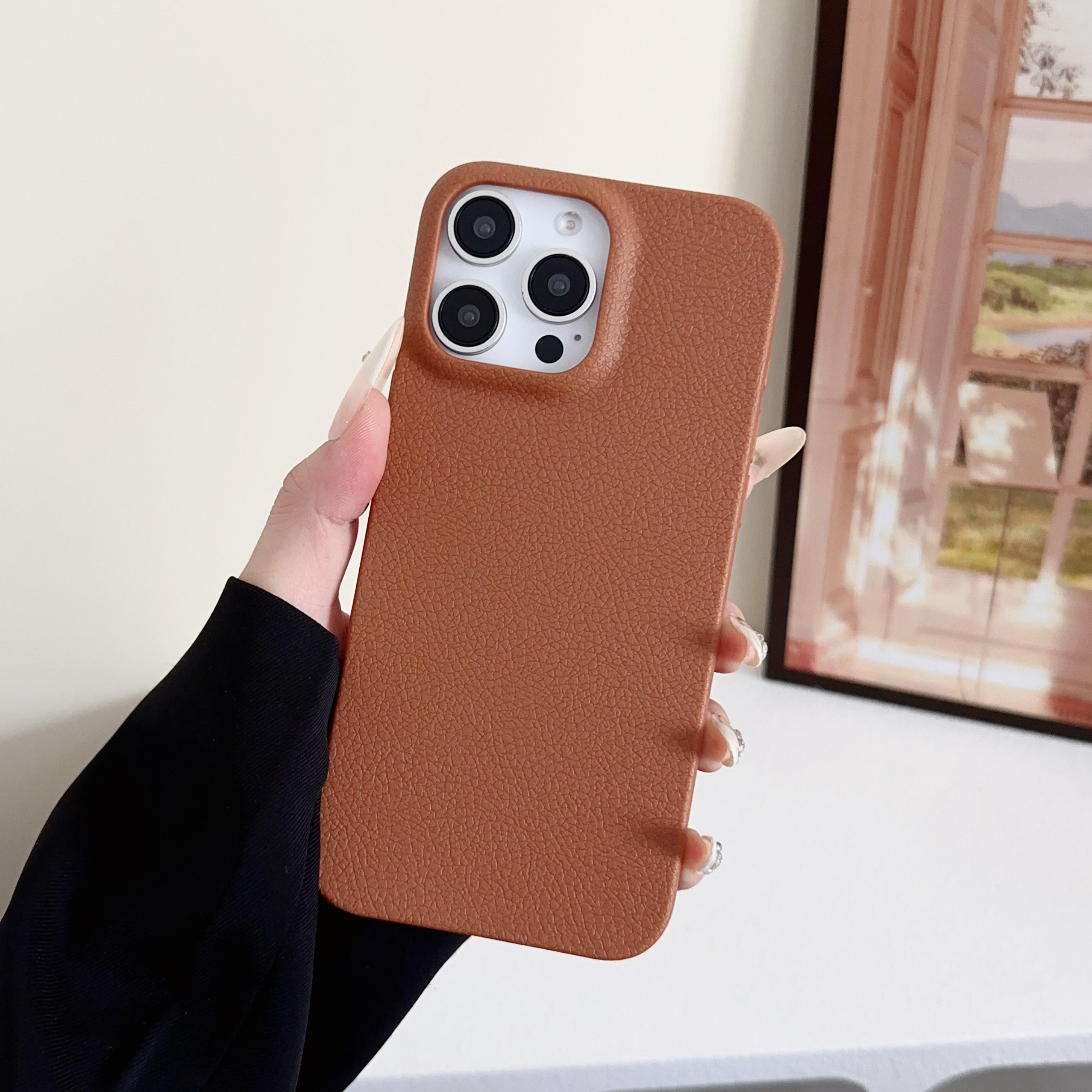 

Розкішні ділові чохли для телефонів зі шкіряною текстурою для iPhone 11 12 13 14 15 16 Pro Max X XS XR Plus, силіконовий протиударний коричневий чохол For iPhone 14 Pro