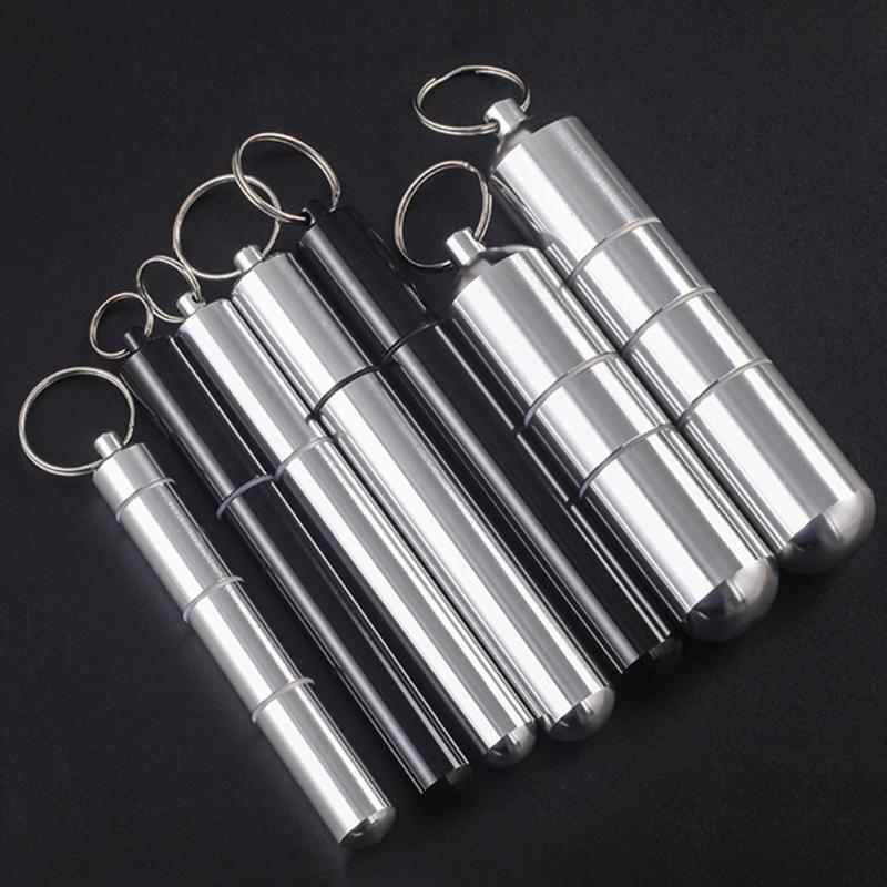Stylish Cigarettes Container with Keychain Portable Cigarettes Holder Aluminum Metal Cigarettes Storage Tube for Men