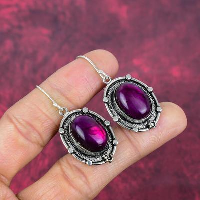 Pink Flash Labradorite Earrings Gemstone Jewelry, 925 Solid Sterling Silver  Earrings, Gift For Women Handmade Earrings