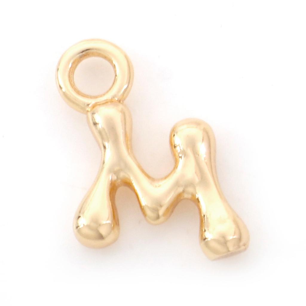 3 Piece Brass Charms 18K Real Gold Plated Capital Alphabet/ Letter Message " A-Z " Pendant Accessories DIY Personalized Jewelry