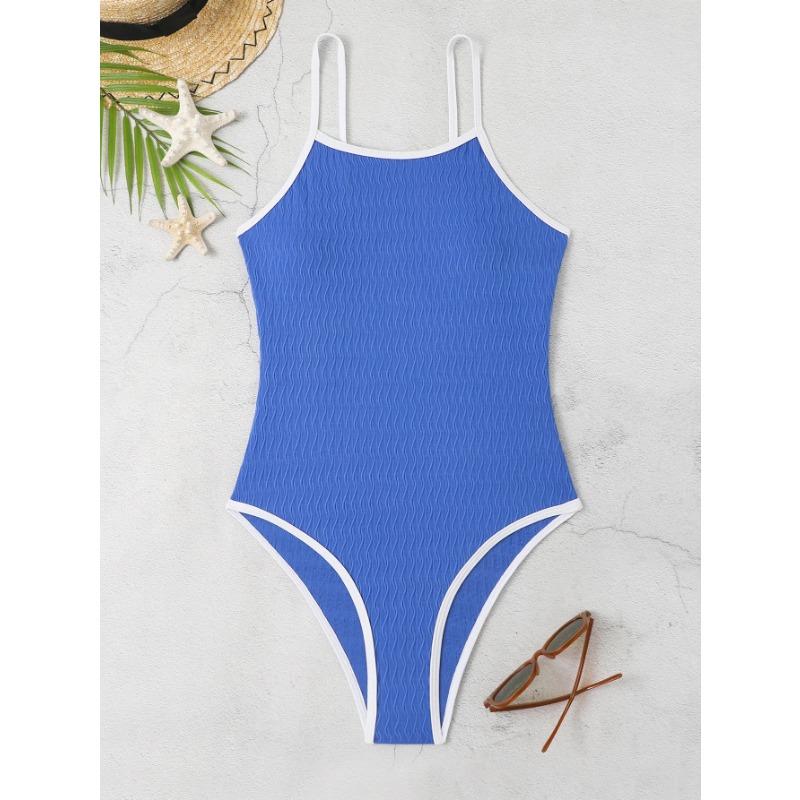 2025 Solide Träger Badebekleidung Damen Sexy Push Up Einteiliger Badeanzug Monokini Rückenfrei Hochgeschnitten Sommer Badeanzug