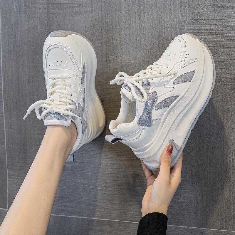 Kleiner Mann dicke Sohle höhenverstellend Damen neue kleine weiße Schuhe lässige Mode vielseitig atmungsaktiv Sport Damenschuhe