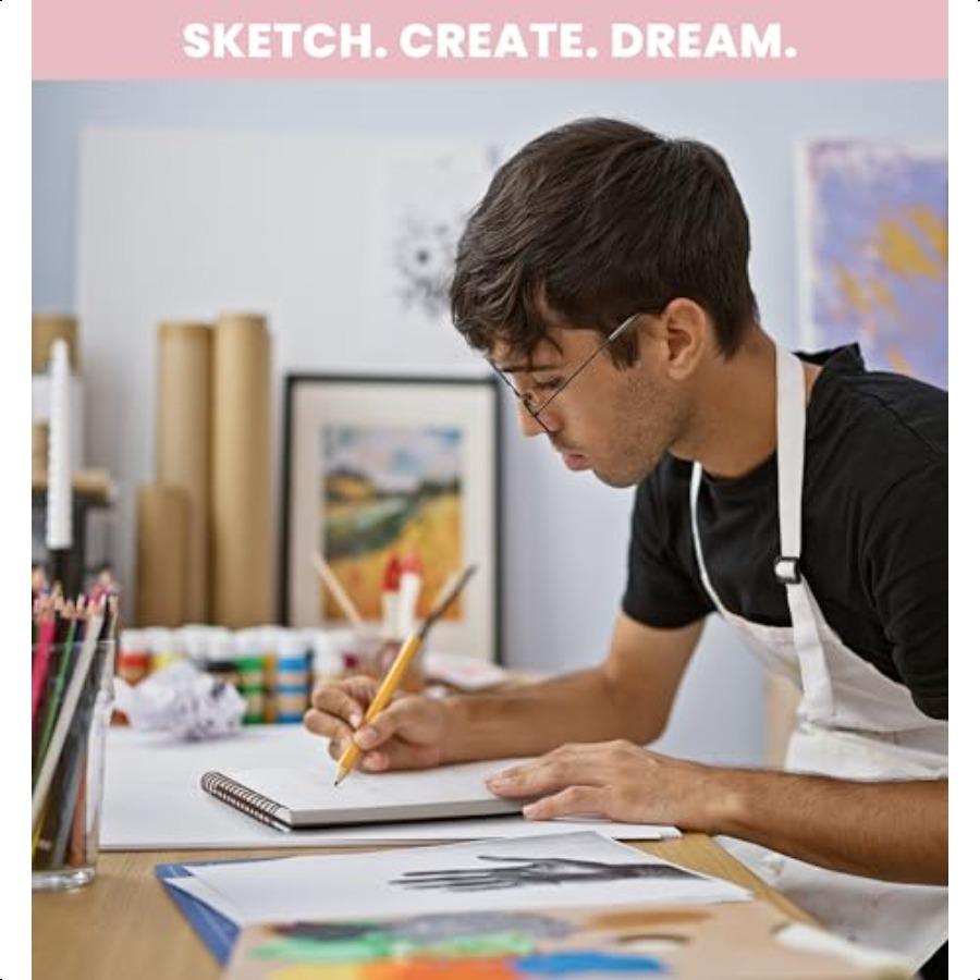 

Набор из 2 скетчбуков на спирали, 100 листов, 9x12 дюймов, 68 фунтов (100 г/м²), без кислоты, блокнот для рисования, перфорированные страницы, премиум T United States