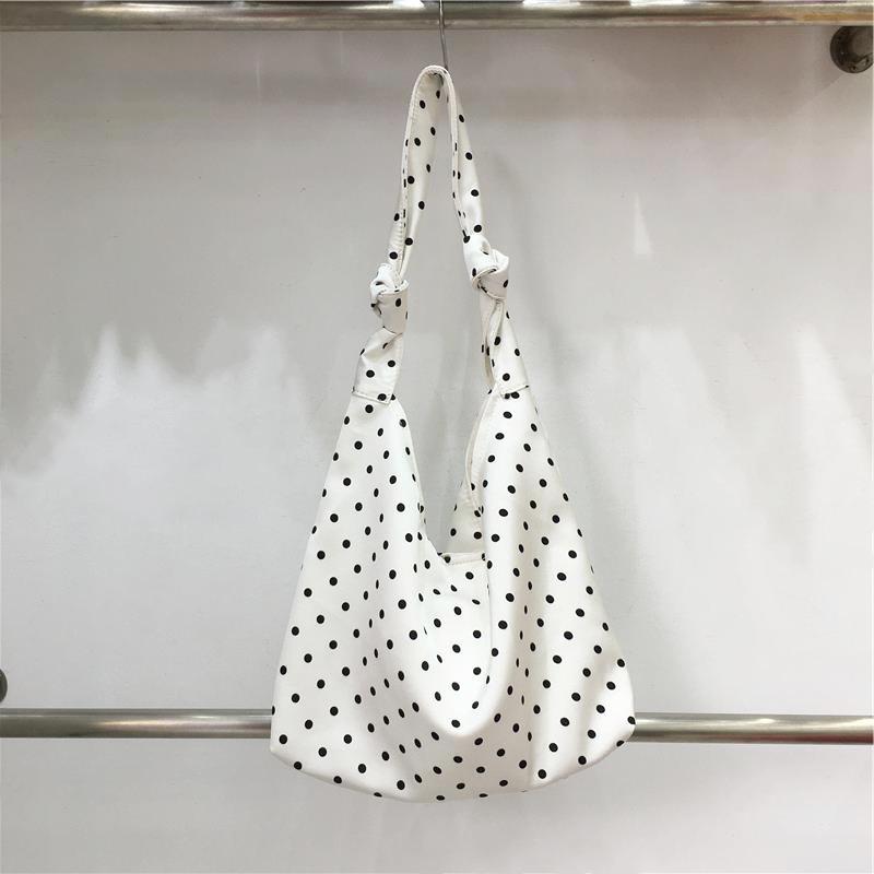 Seasonal Japanese & Korean Polka Dot Floral Tote Bag - Women's Shoulder Bag