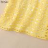 ZANZEA Women Casual Round Neck Mesh Patchwork Loose Short Sleeve T-Shirts