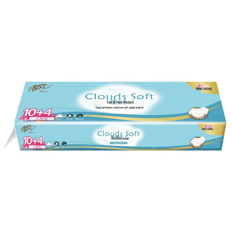 Qingfeng Cloud-Soft Coreless 4-Ply Toilet Paper, 14 Rolls
