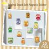 20pcs Cute Cartoon Food Refrigerator Magnets - Hand-Drawn, Waterproof, Creative Stickers