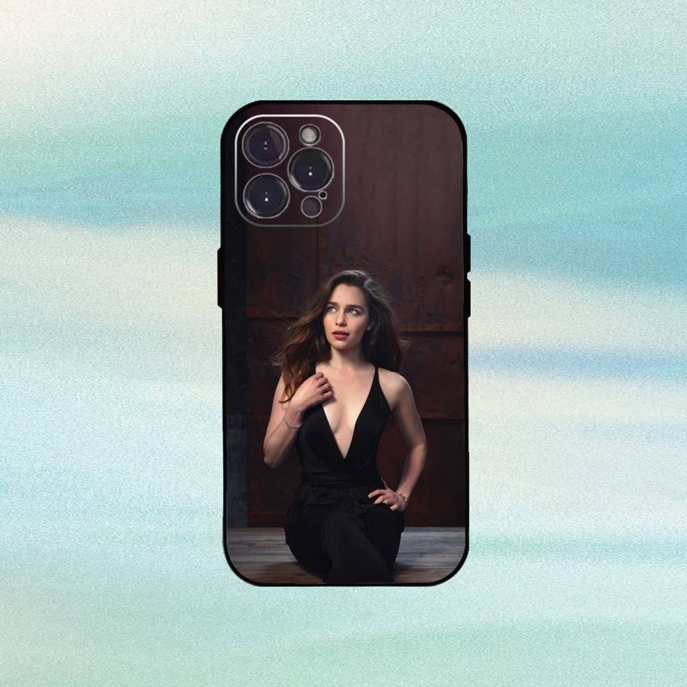 E-Emilia C-Clarke Actress Phone Case For iPhone17,16,15,14,13,12Plus,Pro Max,XS,5G Soft Silicone Black Cover