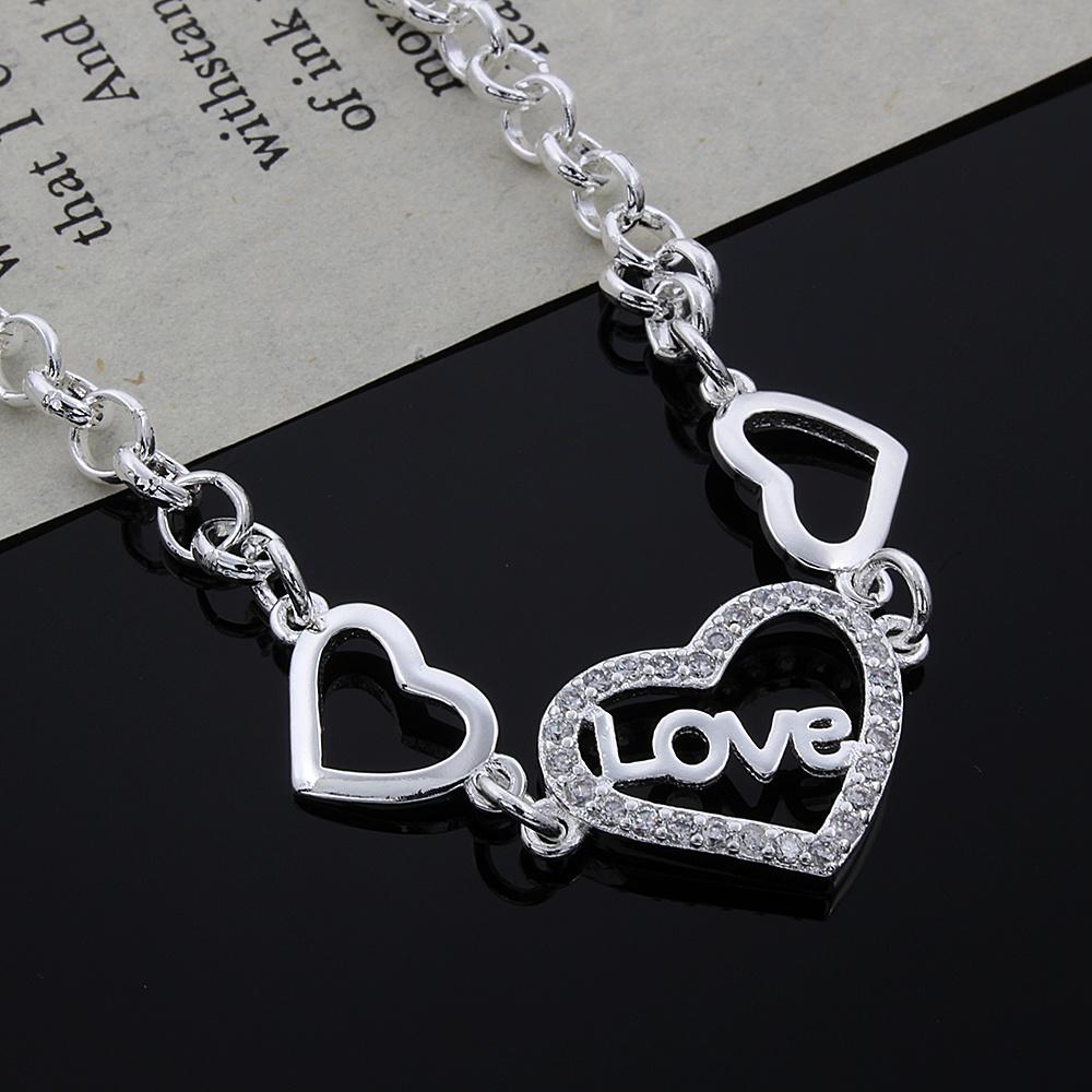 Copper Bracelets for Women Crystal LOVE Heart Chain Fashion Jewelry for Wedding Party Christmas Gifts