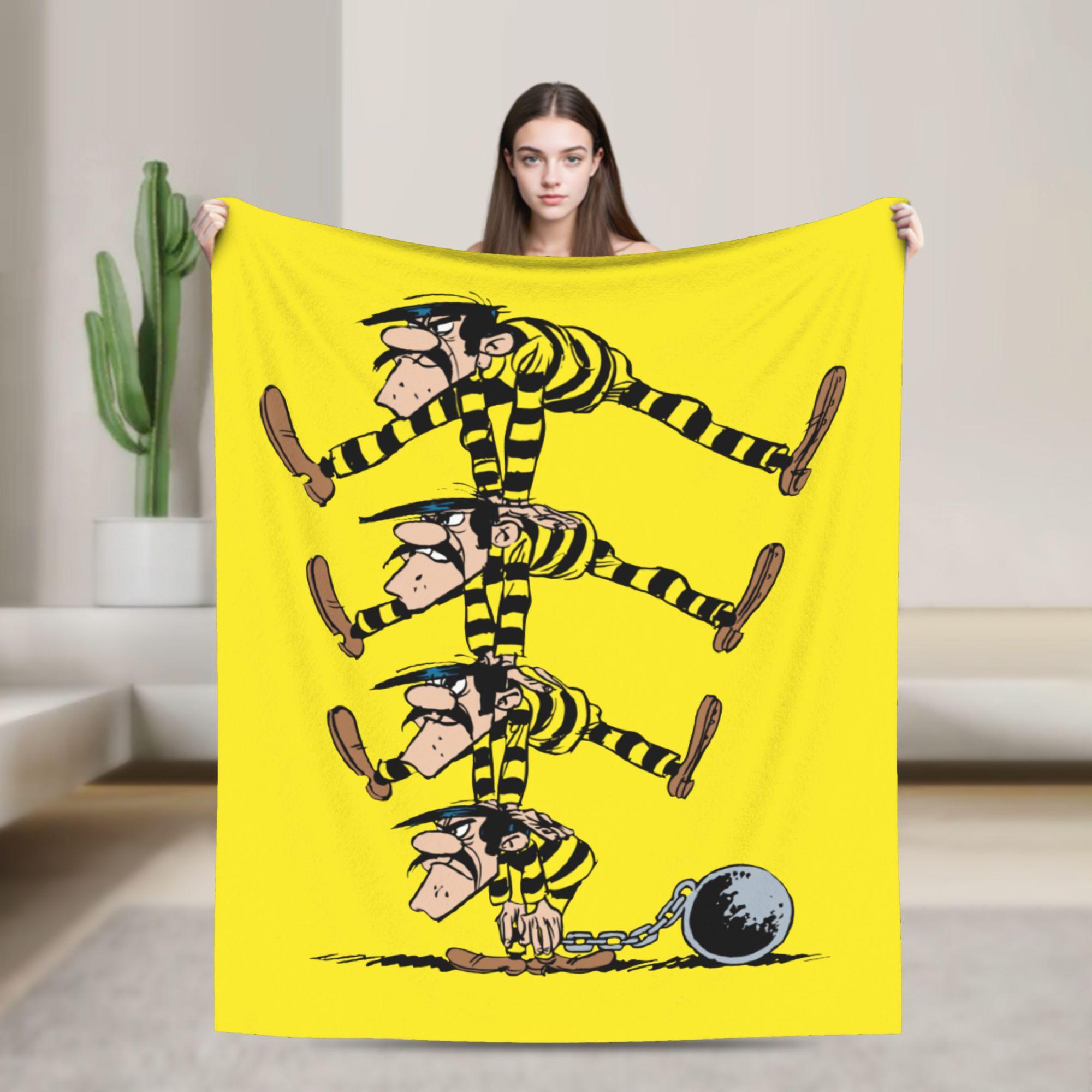 The Dalton Brothers Lucky Luke Blanket Flannel Textile Decor Multi-function Warm Throw Blankets for Bed Couch Quilt 75X95CM