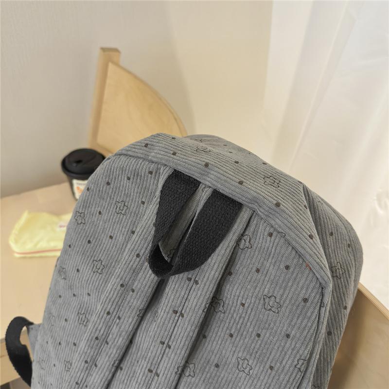 Women's Corduroy Student Schoolbag Printed Backpack