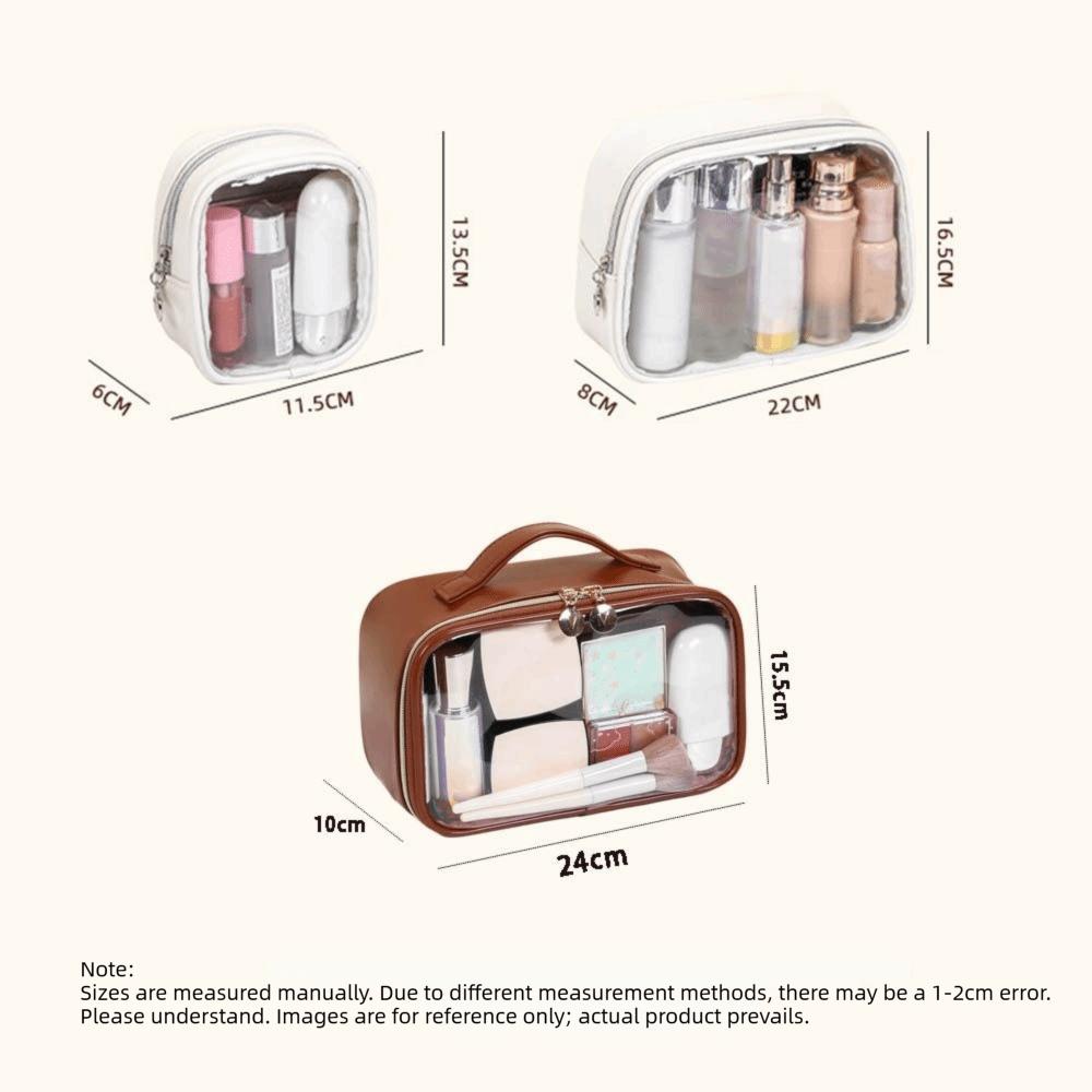 Large Capacity Storage Toiletry Bag PU PVC Clear Window Make Up Bag Waterproof Multifunctional Cosmetic Bag Travel