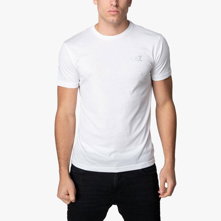 Emporio Armani EA7 Letter Logo Casual Round Neck Short Sleeve T-Shirt Men Tops White 8NPT51-PJM9Z-0100