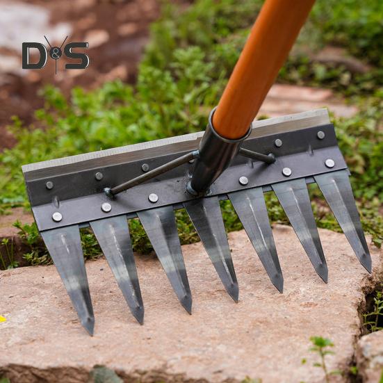 Gardening Weeder Puller Rake Heavy Duty Steel Outdoor Garden Lawn Farm Soil Loosening Weed Remover Weeding Uprooting Hand Tools