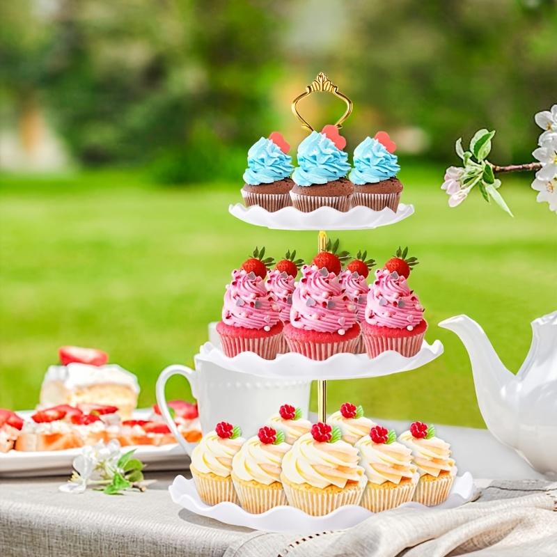3 Tier Cupcake Stand Holder, Plastic Cup Cake Stand Towel With Tiered Serving Tray For Cupcakes, Donuts, Fruits And More