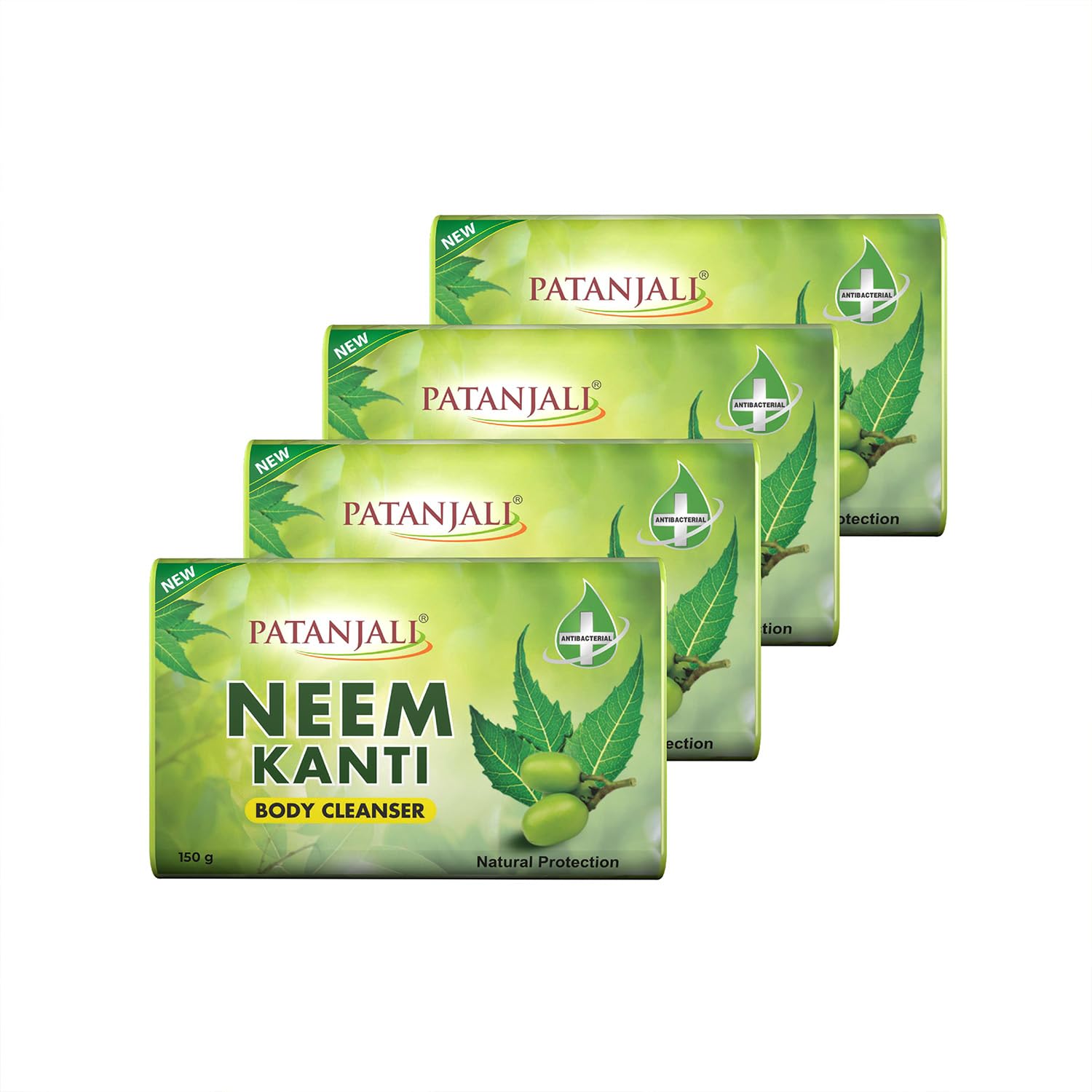 

Patanjali Neem Kanti Herbal Body Cleanser Soap for Men and Women 150gXPack of 4 Moisturizing Deep Clean