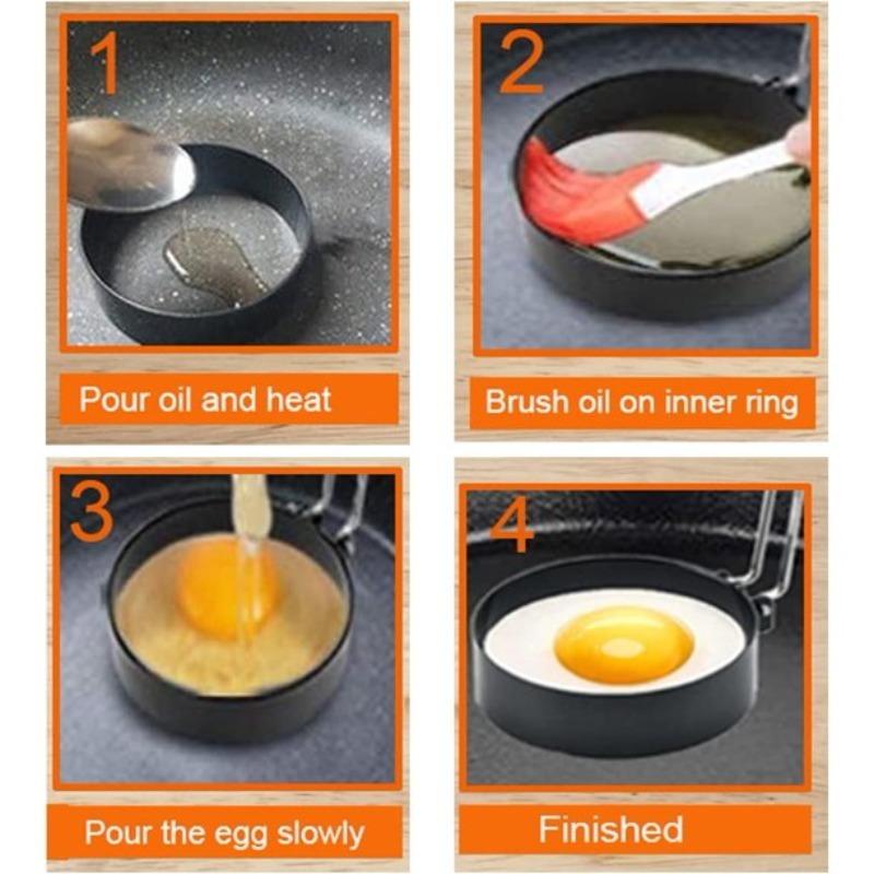 Non-stick rund äggringform med handtag för stekning och matlagning Perfekta frukostägg, pannkakor och mer Köksredskap