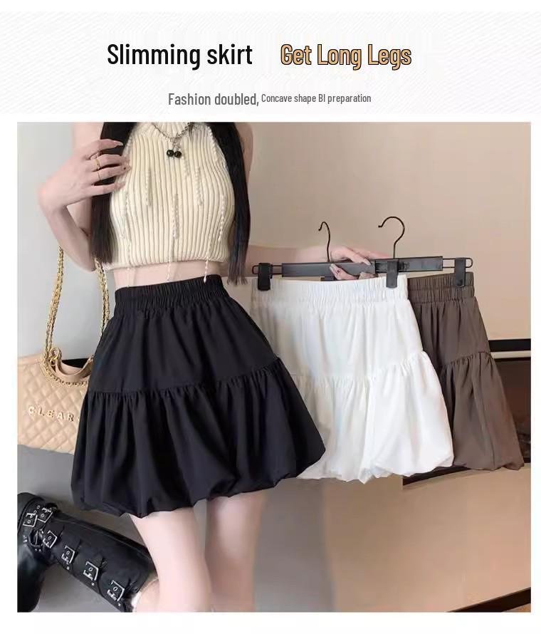 White Floral Bubble Puff Midi Skirt - Women's Summer Short 2025 Edition