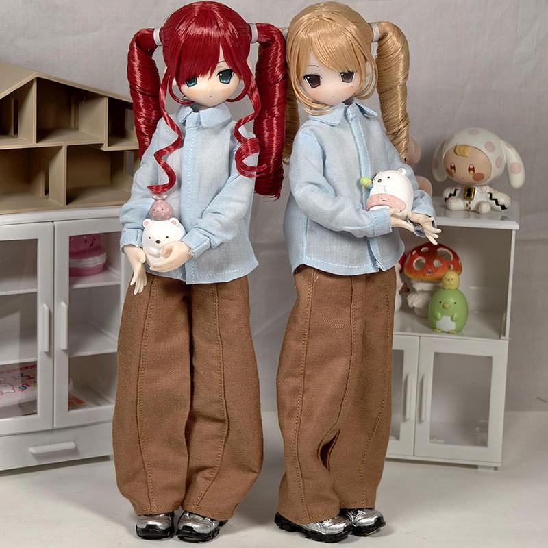 6-inch BJD Doll Outfit Set Light Blue Casual Office Daily Wear With Button Or Hook-and-Loop Top Pants