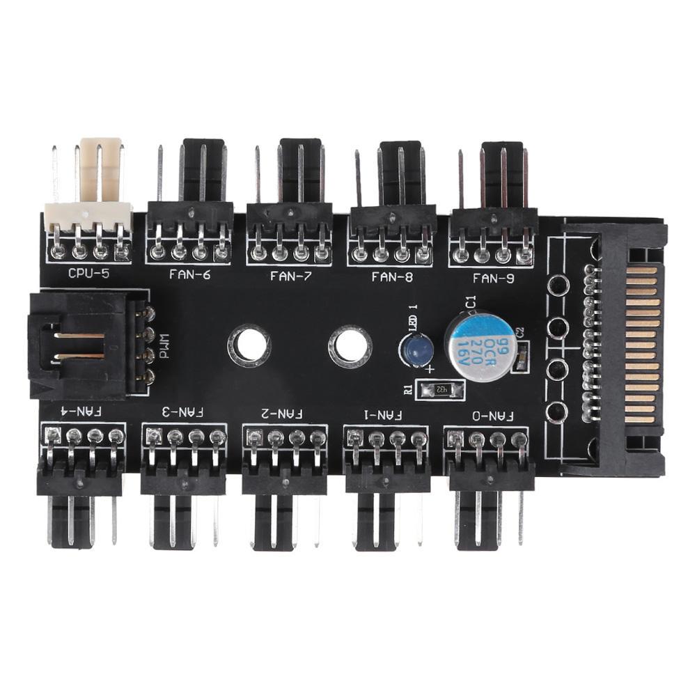 Fan Hub 4 Pin Mini Durable Computer Case Use PCB Adapter 10 Way PWM