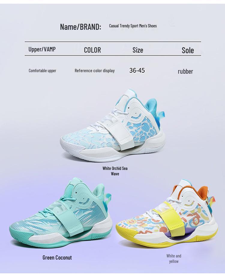888-1 Unisex High-Top Basketball Shoes with Detachable Velcro and Mesh Surface - Stylish Training Footwear