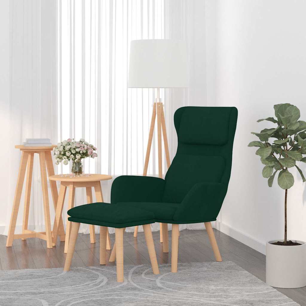 Relax Armchair with Footstool Dark Green Velvet