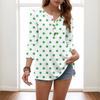 Summer  Women's Fashion Casual Three Quarter Sleeve Flower Buttons Print Round Neck Pullover Top Blouse