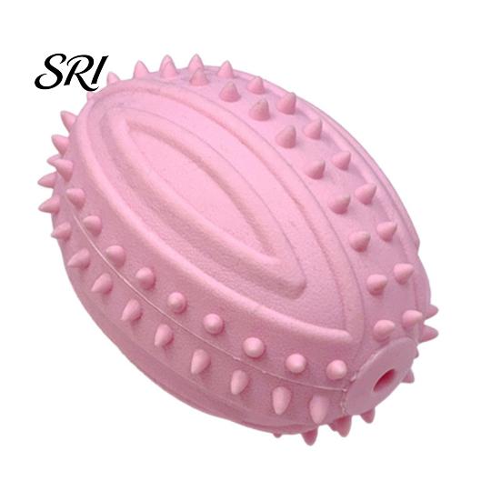 Bite-resistant Toy Dog Teething Toys with Spike Teeth Cleaning Ball Bite-Resistant Rugby Chew Interactive Sound for Small Medium Large Dogs