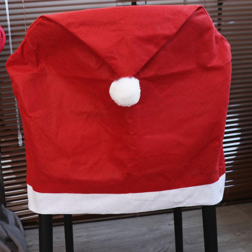 4pcs Soft Xmas Dinner Chair Seat Cover Plush Ball Christmas Table Decor Dress-up Props