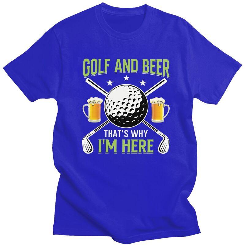 Custom Classic Golf And Beer T Shirts Men Tshirt Casual Tee Pure Cotton Slim Fit Tshirts Merch