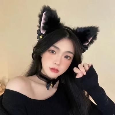 Sada čelenek s kočičími oušky a mašlí Kočičí žena Halloweenský kostým Zábavné Cosplay Pokrývka hlavy Dívka