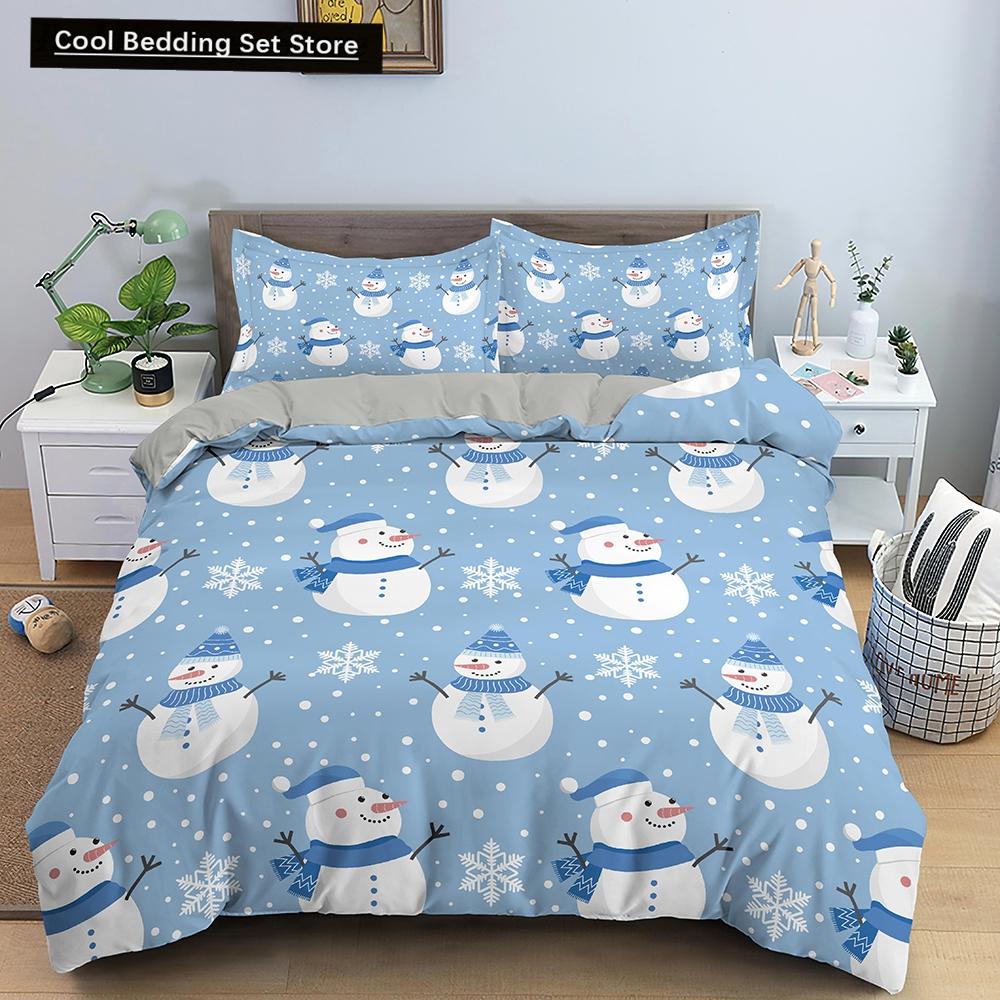 Merry Christmas King Queen Duvet Cover XMAS Bedding Set for Kid Santa Claus Quilt Cover Cartoon 2/3pcs Polyester Comforter Cover