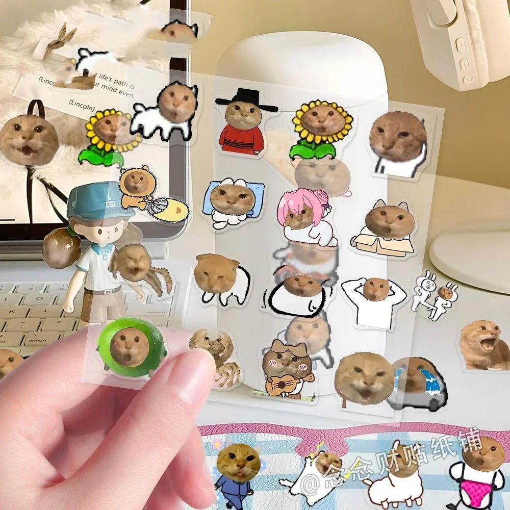 

66pcs Round Head Cat Meme Stickers Abstract Funny For Scrapbooking Stickers Material Craft Supplies