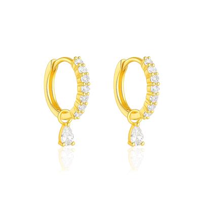 Pear Drop Dangle Earrings - 925 Sterling Silver Yellow Plated