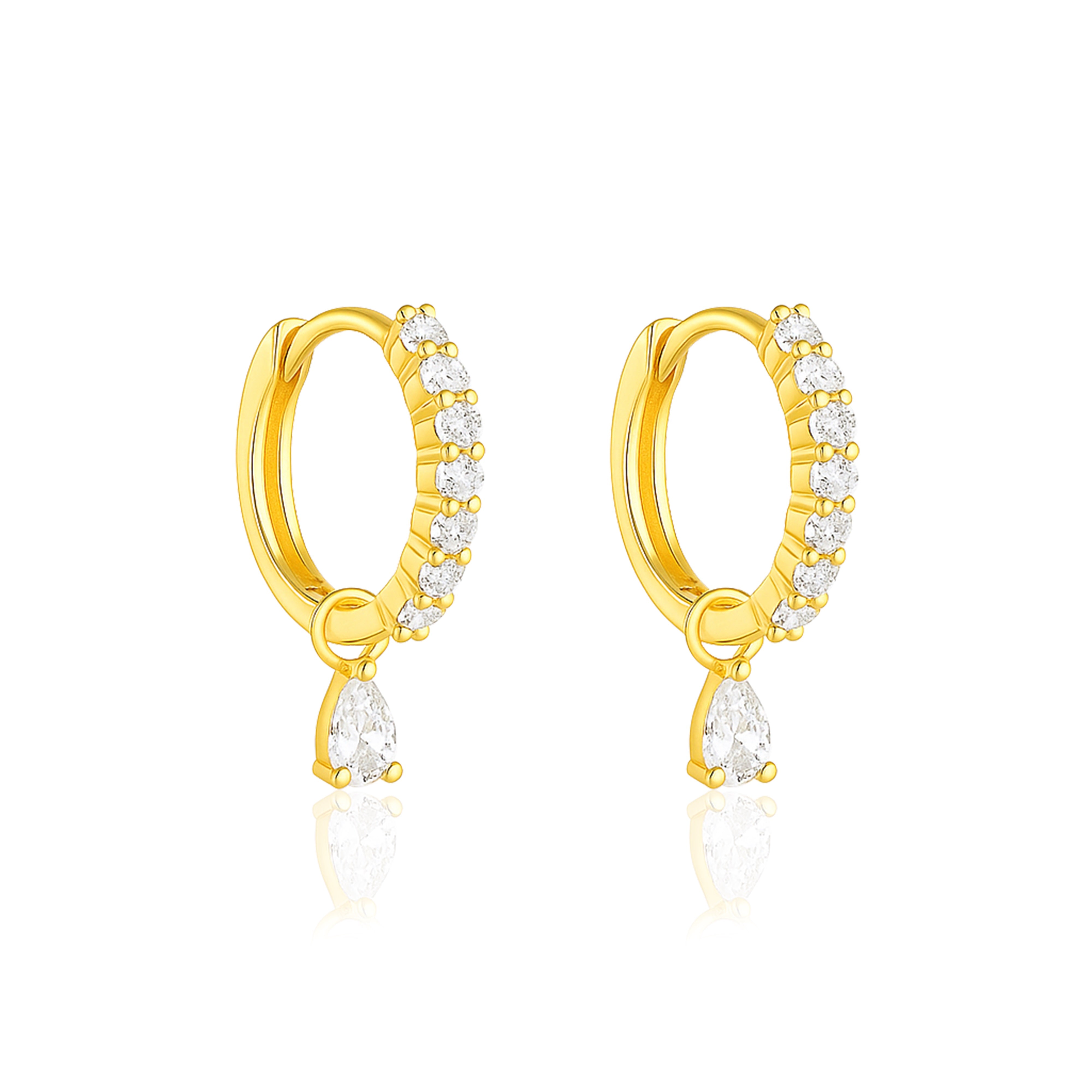 

Pear Drop Dangle Earrings - 925 Sterling Silver Yellow Plated жовтий