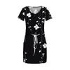 Women's Fashion Casual V-Neck Short Sleeve Drawstring Sequin Printed Dresses